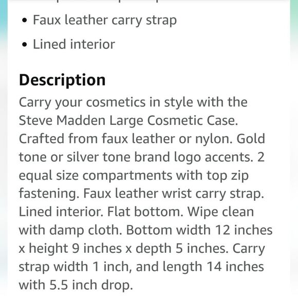 Steve Madden Embossed Logo Double Zip Nylon XL Cosmetic Bag- Blush - Picture 11 of 12